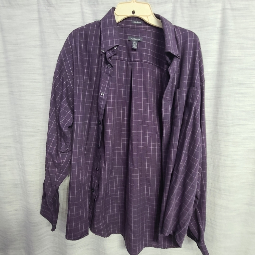 Van Heusen purple check long sleeve shirt